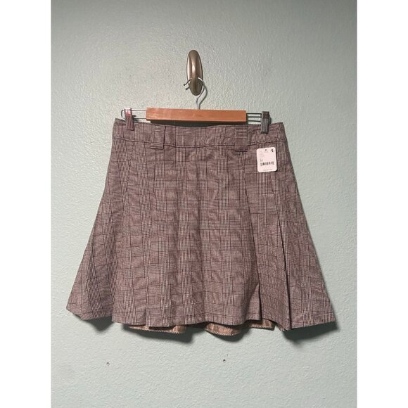 NWT Free People Dickies Women's Brown Mini Pleated Skirt‎ Size Medium - Picture 1 of 10